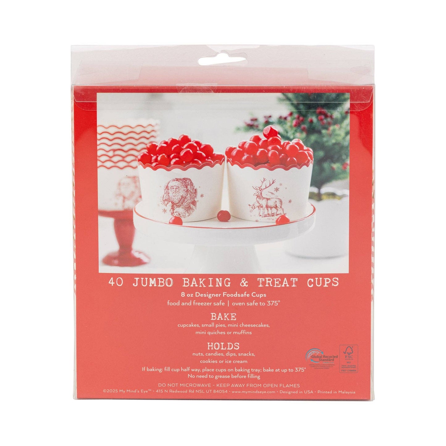 JUMBO Traditional Santa Deer 8 oz Baking Cups