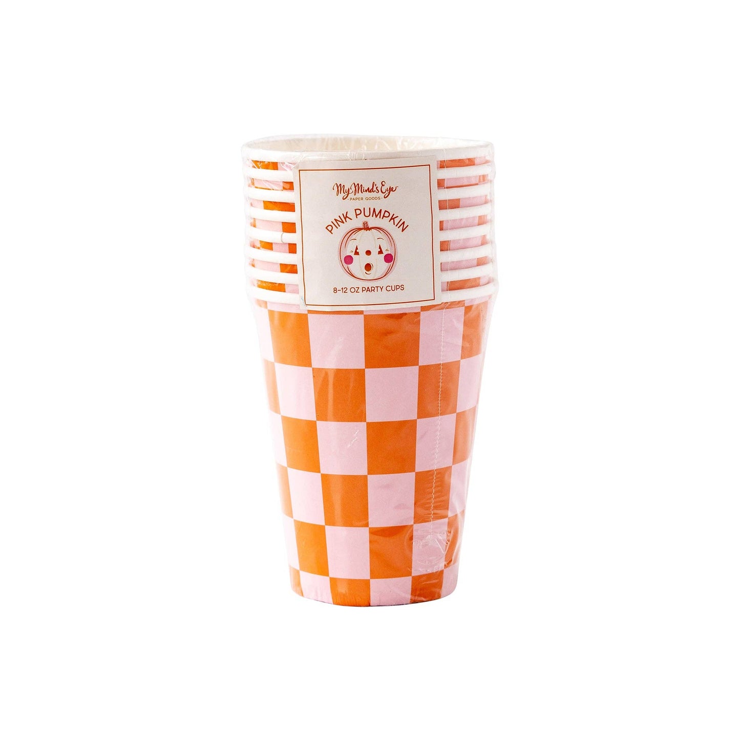 Checker Pink & Orange Party Cup 8ct