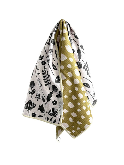 Vintage Highway: Reversible Hand Towel: Cream/Pea Green