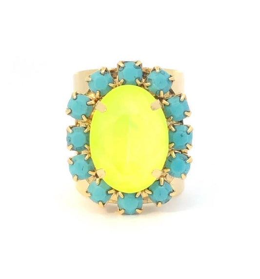 Suki Adjustable Multi-Stone Ring- Yellow