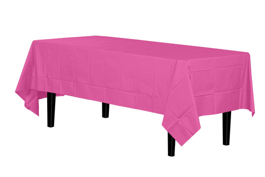 Hot Pink Disposable Plastic Tablecloth - 54 in. x 108 in.