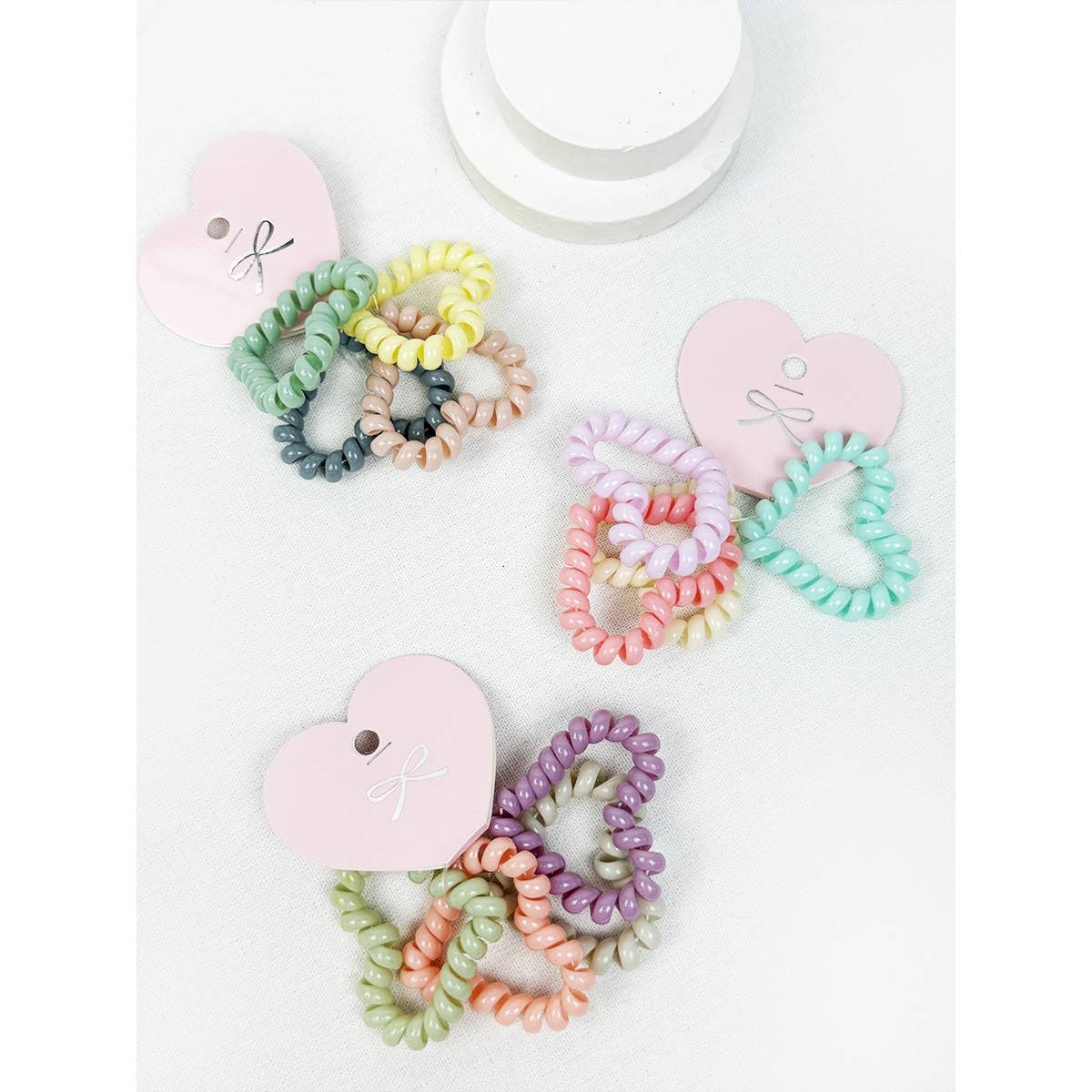 Heart Shape of Spiral Hair Tie Set/4