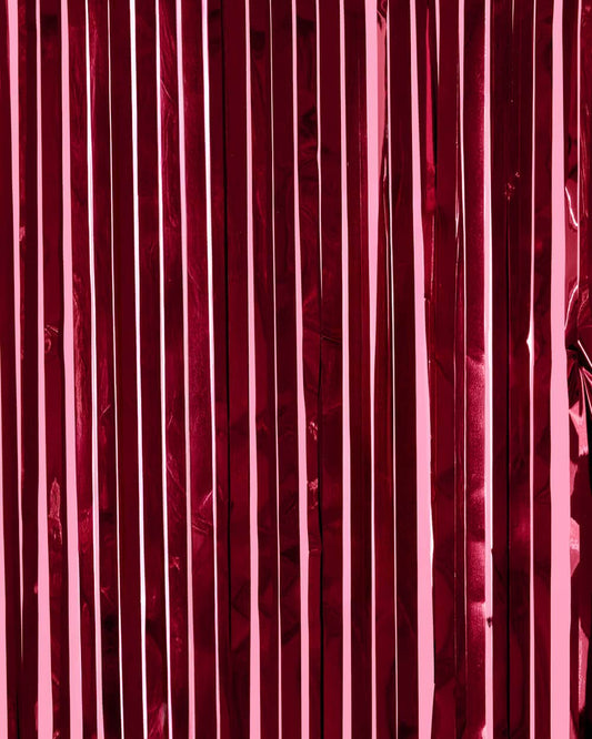 Maroon Fringe Curtains | 2-Pack Party Backdrop, Tinsel
