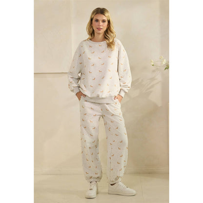 Dachshund/Wiener Dog Print Sweatshirt- Heather Gray S-L