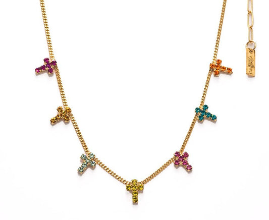 Multi Cross Necklace In Watermelon