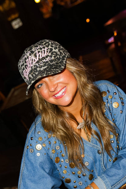 SOUNDS LIKE BULLSHIT TO ME TRUCKER HAT | LEOPARD CANVAS CAP