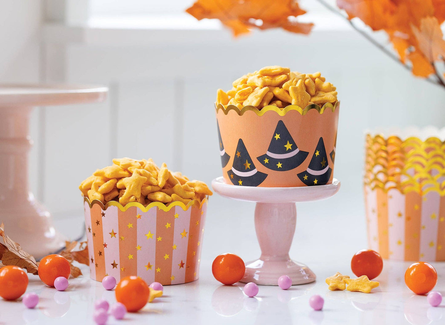 JUMBO Foil Witch Hats and Stars Baking Cups 40ct