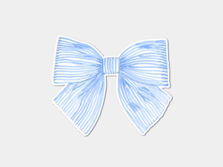 Blue Striped Bow Vinyl Sticker