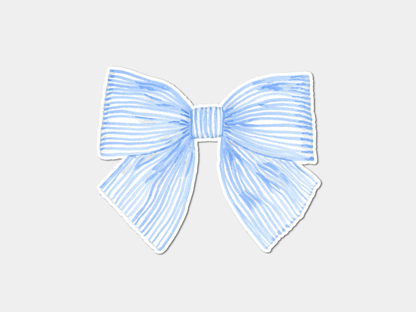 Blue Striped Bow Vinyl Sticker