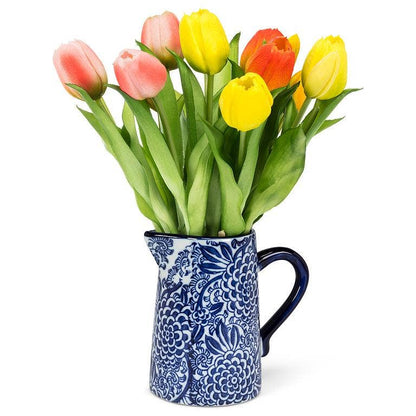Small Floral Jug-7"H(22oz): Pink