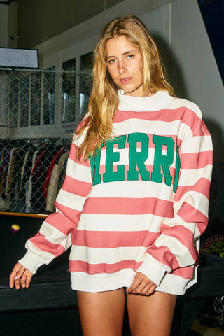 MERRY Striped Embroidered Sweatshirt