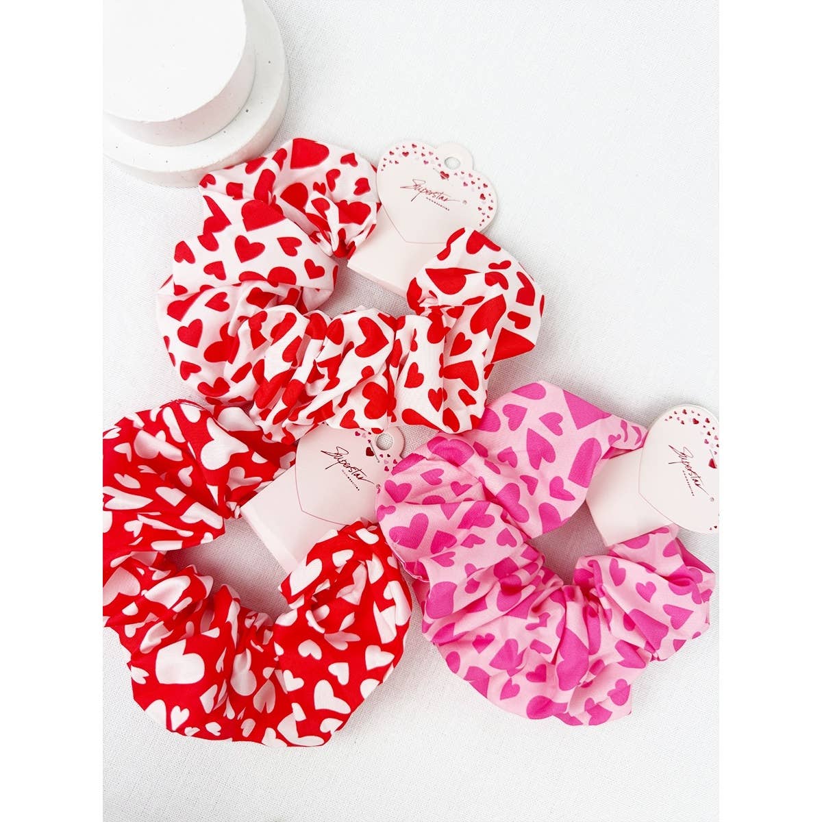 Heart Pattern Jumbo Hair Scrunchies