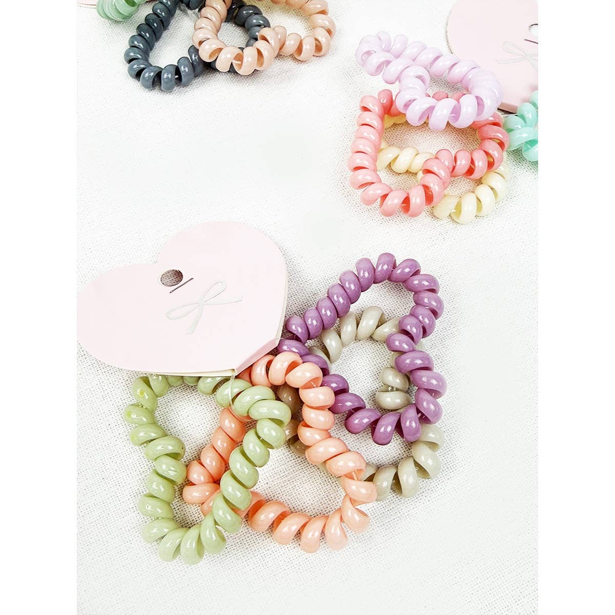 Heart Shape of Spiral Hair Tie Set/4