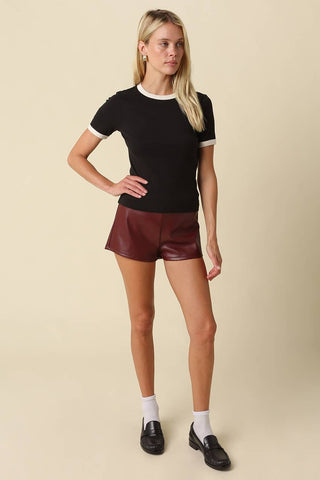 Piper Faux Leather Tailored Shorts: BLACK