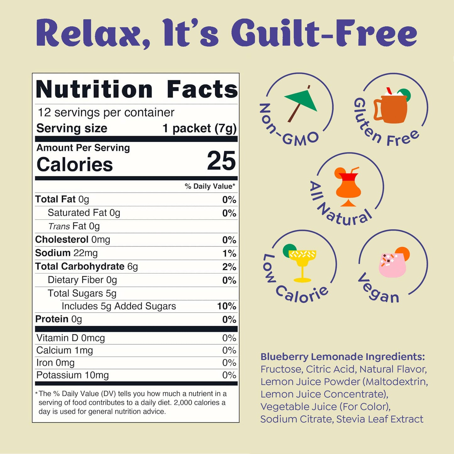 Blueberry Lemonade & Cocktail Mixer - 12 Servings Multipack