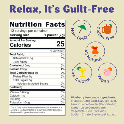 Blueberry Lemonade & Cocktail Mixer - 12 Servings Multipack