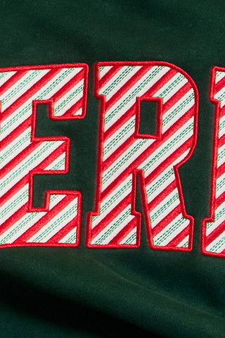 MERRY Embroidered Mock Neck Sweatshirt
