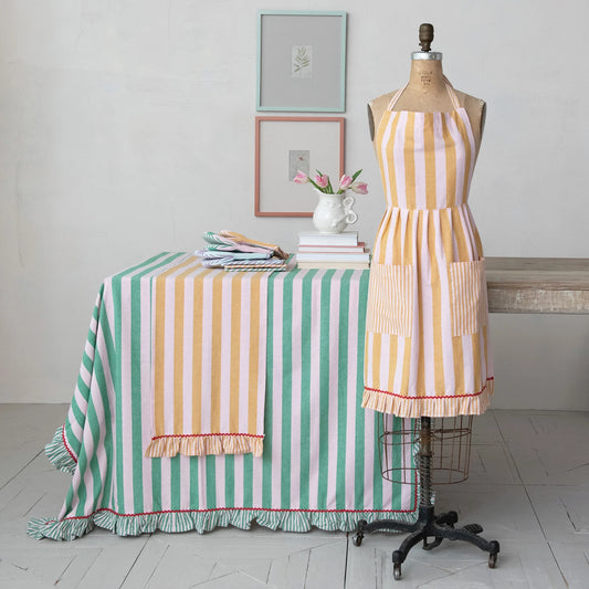 Pink & Yellow Ric Rac Ruffle Table Runner