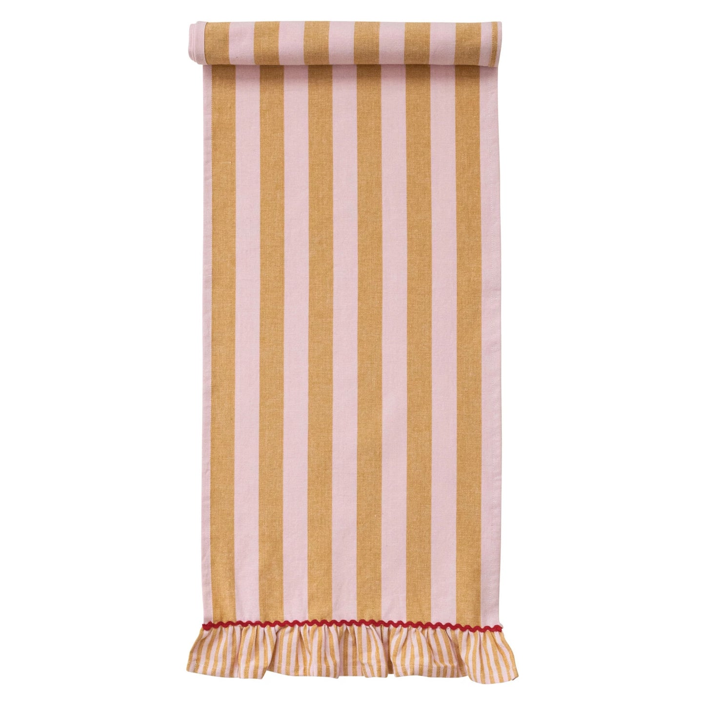 Pink & Yellow Ric Rac Ruffle Table Runner
