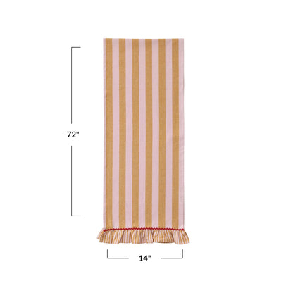 Pink & Yellow Ric Rac Ruffle Table Runner