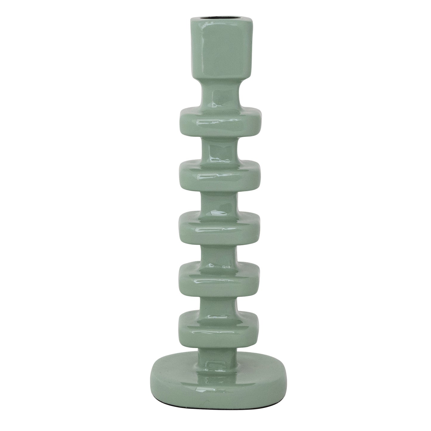 Enameled Aluminum Taper Holder, Eucalyptus Color