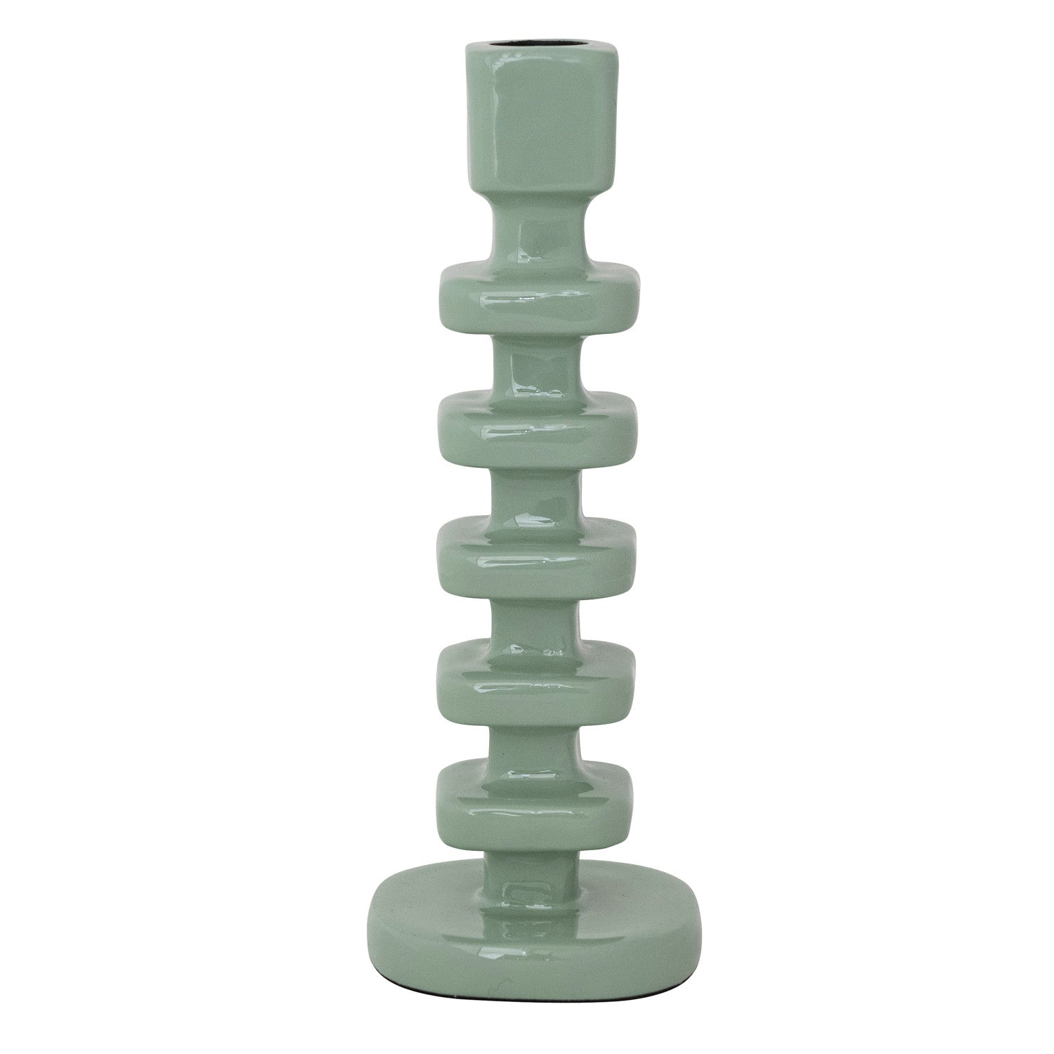 Enameled Aluminum Taper Holder, Eucalyptus Color