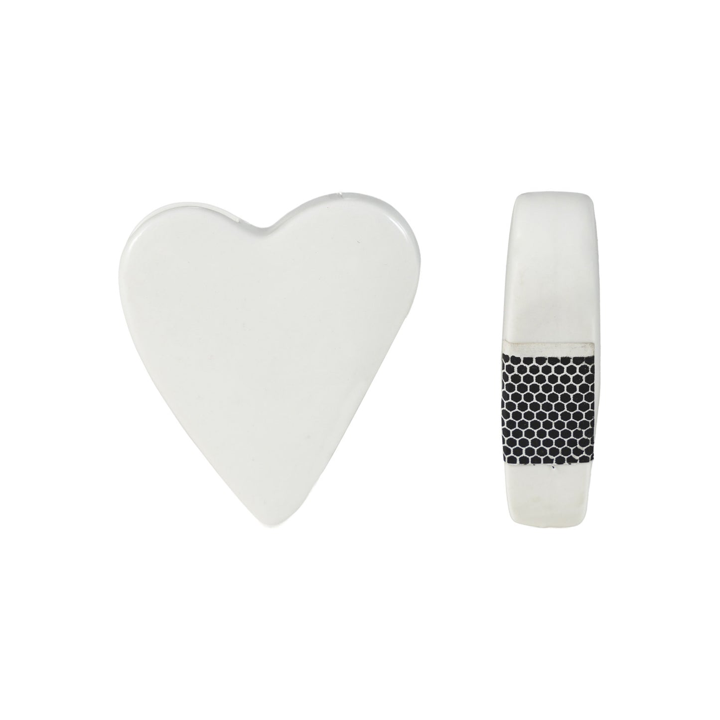 Stoneware Heart Shaped Match Holder with Striker, White