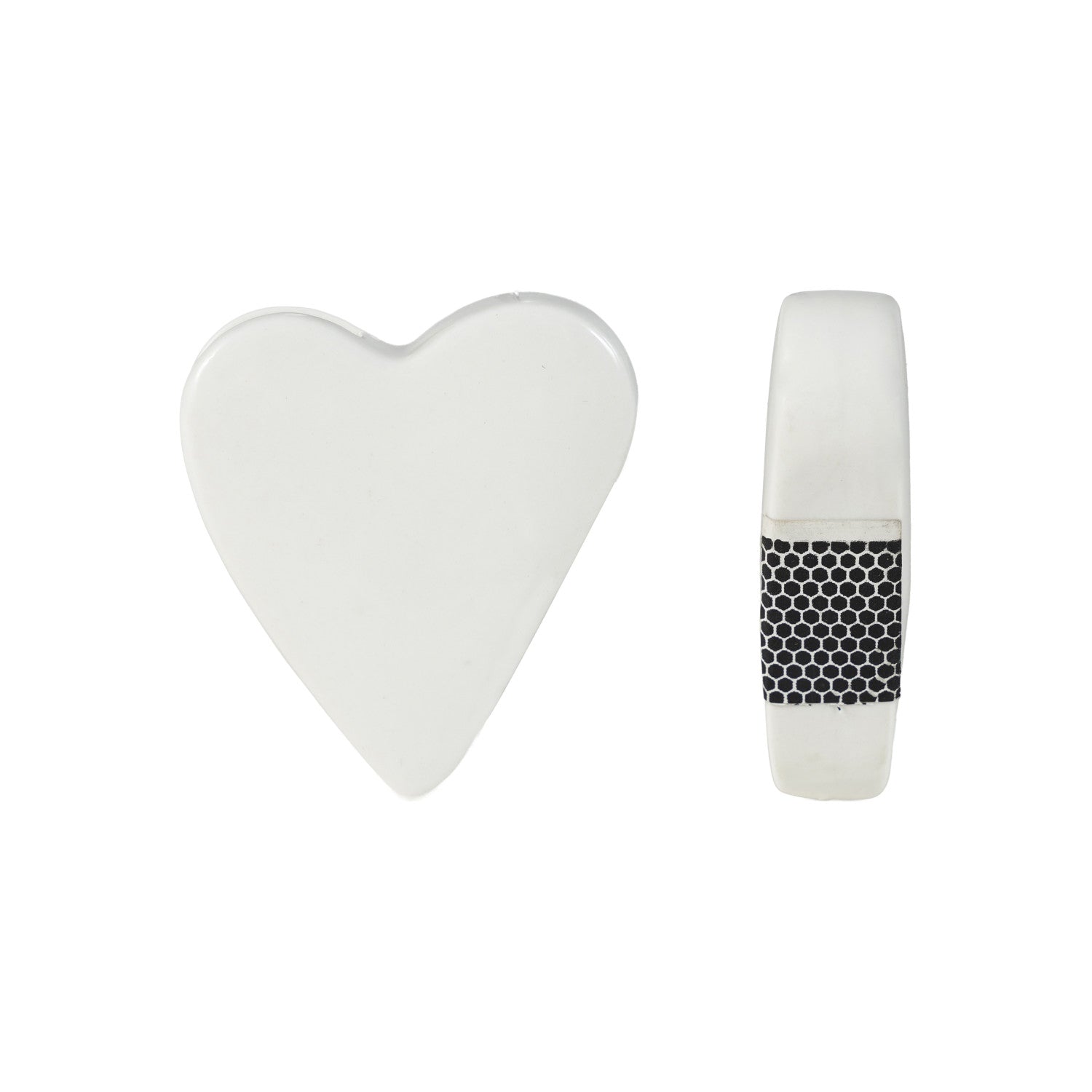 Stoneware Heart Shaped Match Holder with Striker, White
