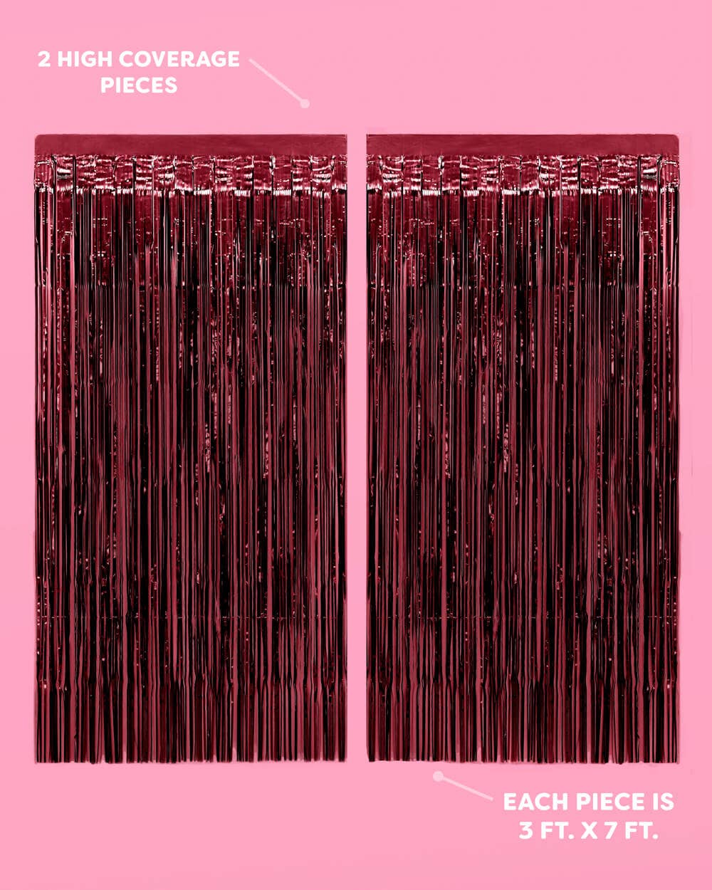 Maroon Fringe Curtains | 2-Pack Party Backdrop, Tinsel