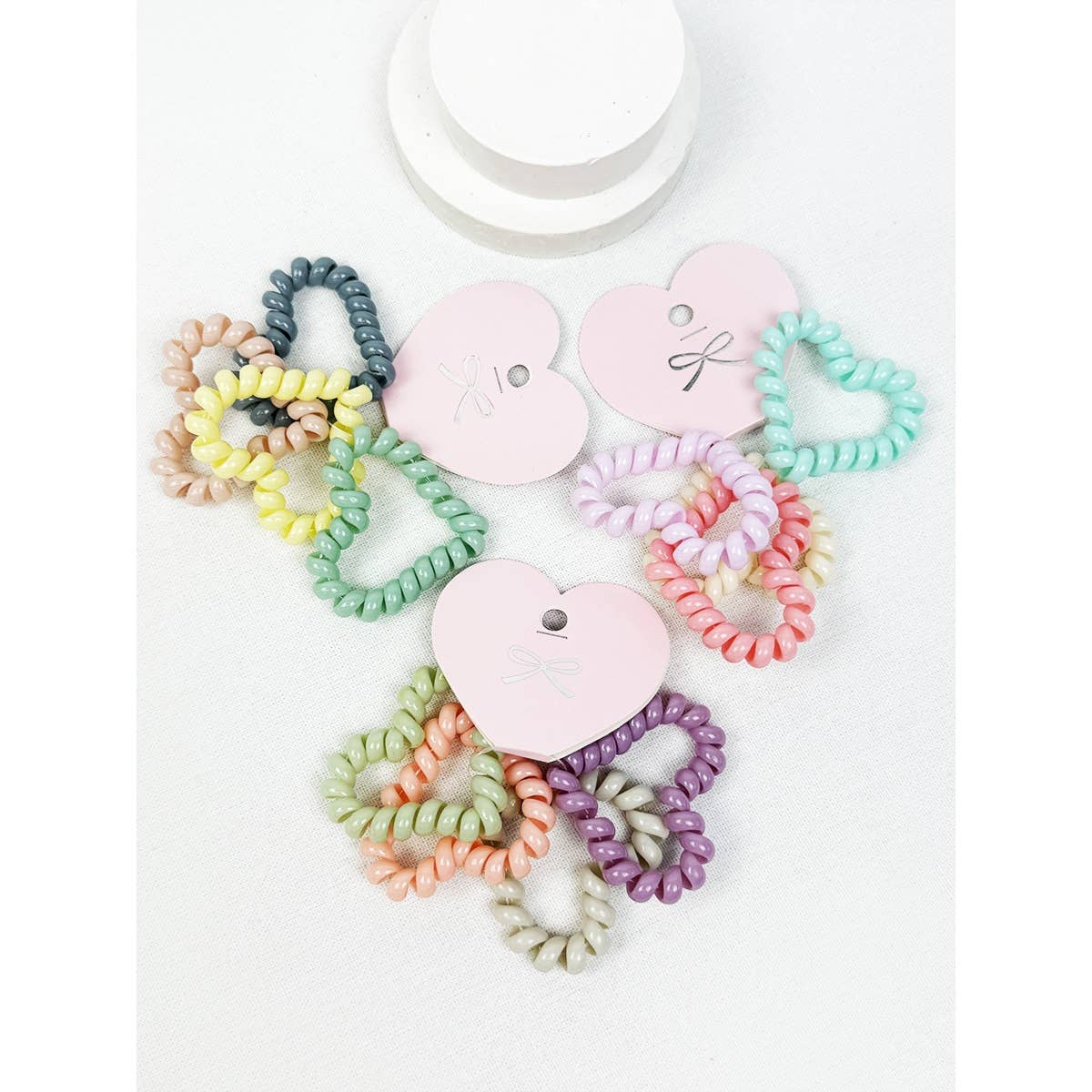 Heart Shape of Spiral Hair Tie Set/4