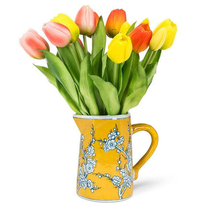 Small Floral Jug-7"H(22oz): Pink