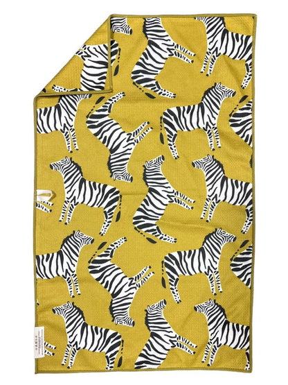 Chartreuse Zebras Double-Sided Hand Towel 17x27 in