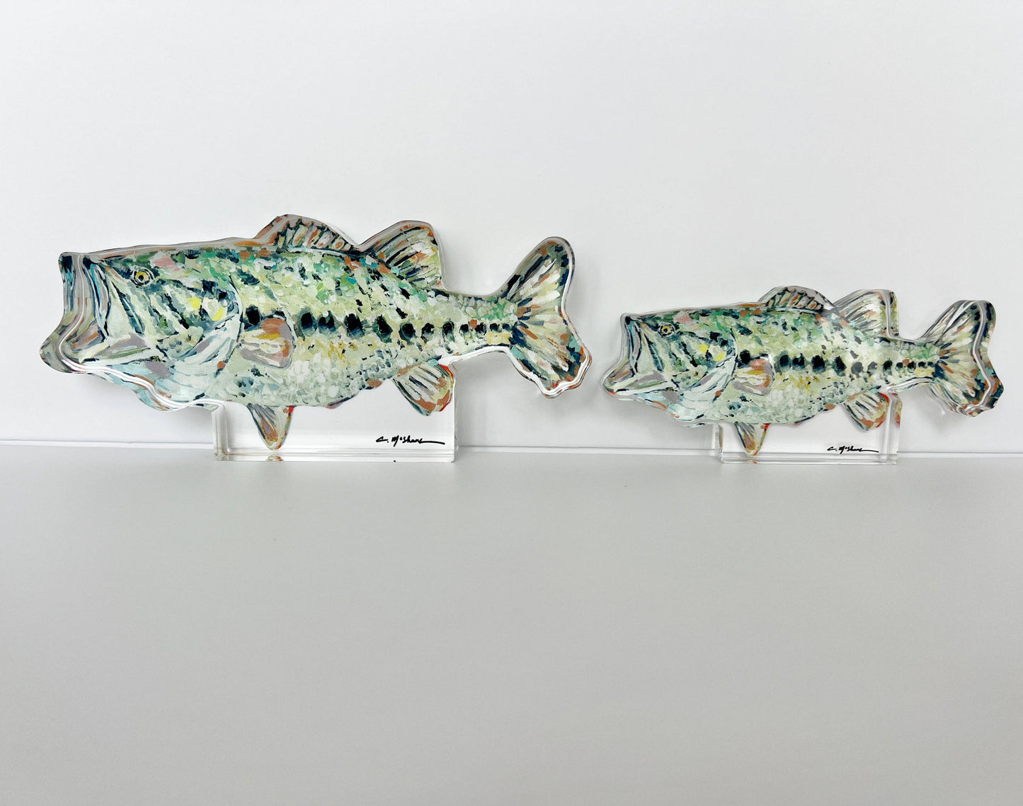 "Gone Fishin" Bass Acrylic Small Shlefie