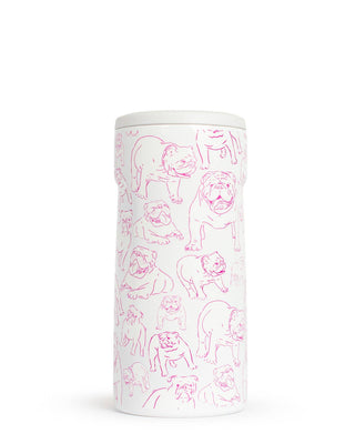 Chelsea Bulldog Insulated Slim Can Koozie   White/Pink   12oz