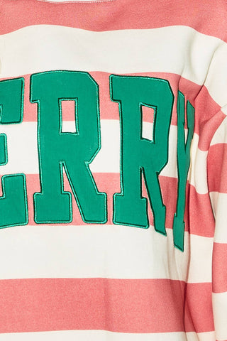 MERRY Striped Embroidered Sweatshirt