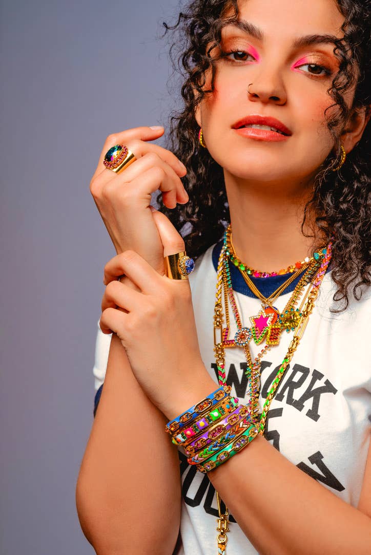 Hillary Cuff-Pink & Bright Yellow