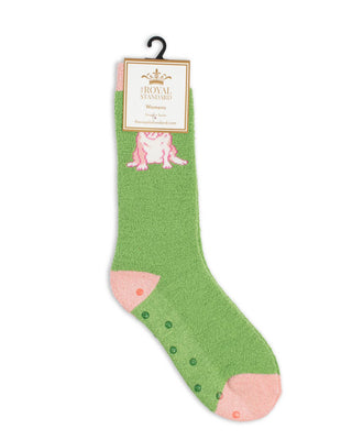 Women's Bulldog Snuggle Socks   Green/Pink   One Size