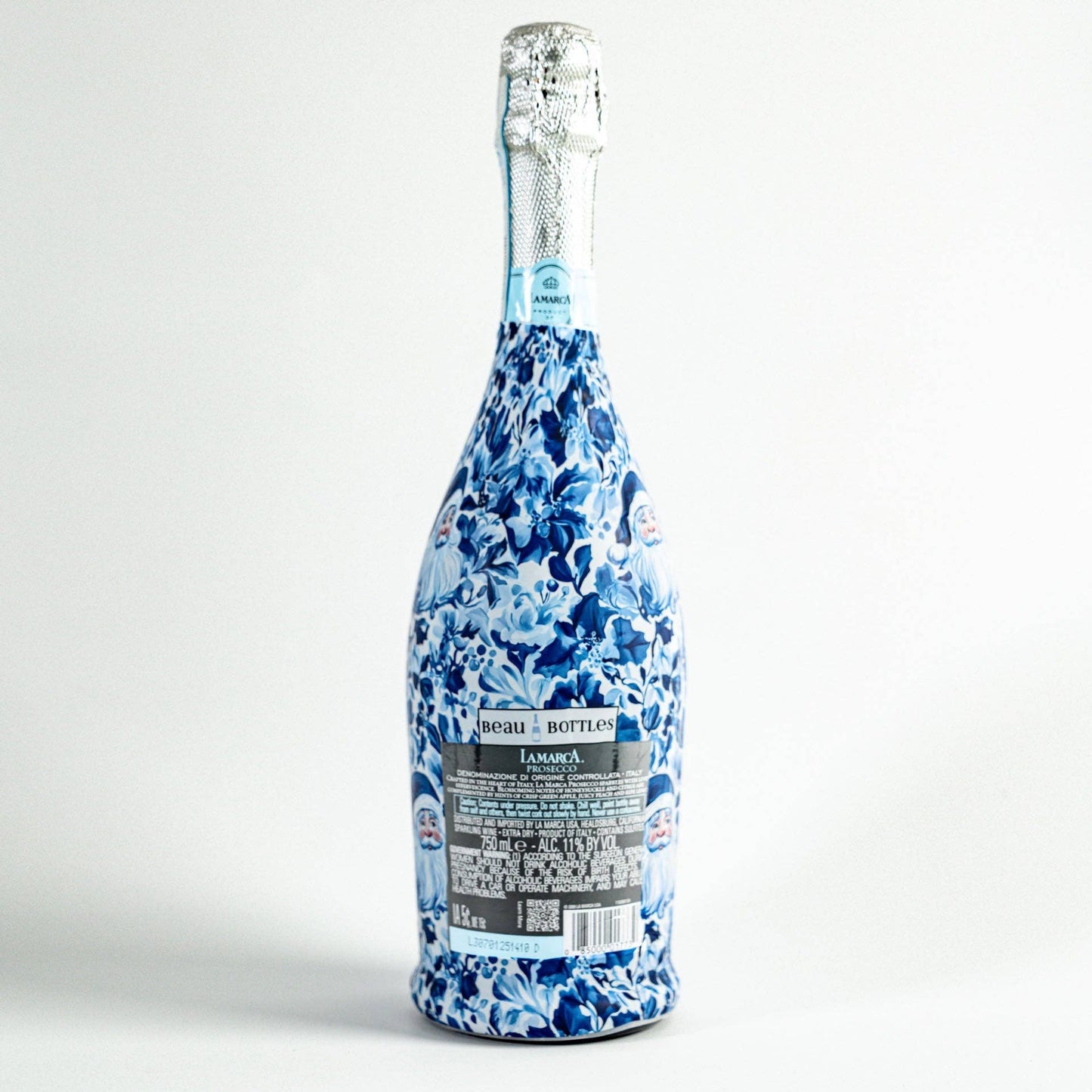 Beau Bottles Blue and White Santa - Prosecco Collection