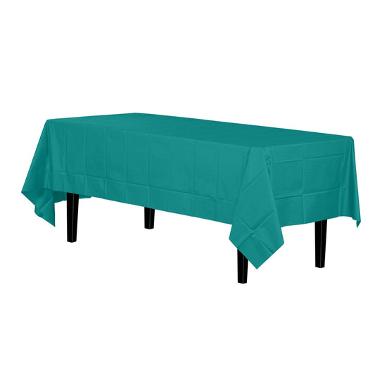 Teal Disposable Plastic Tablecloth - 54 in. x 108 in.