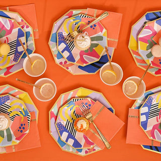 Orange Coral Brushstroke Napkins (25 per Pack)