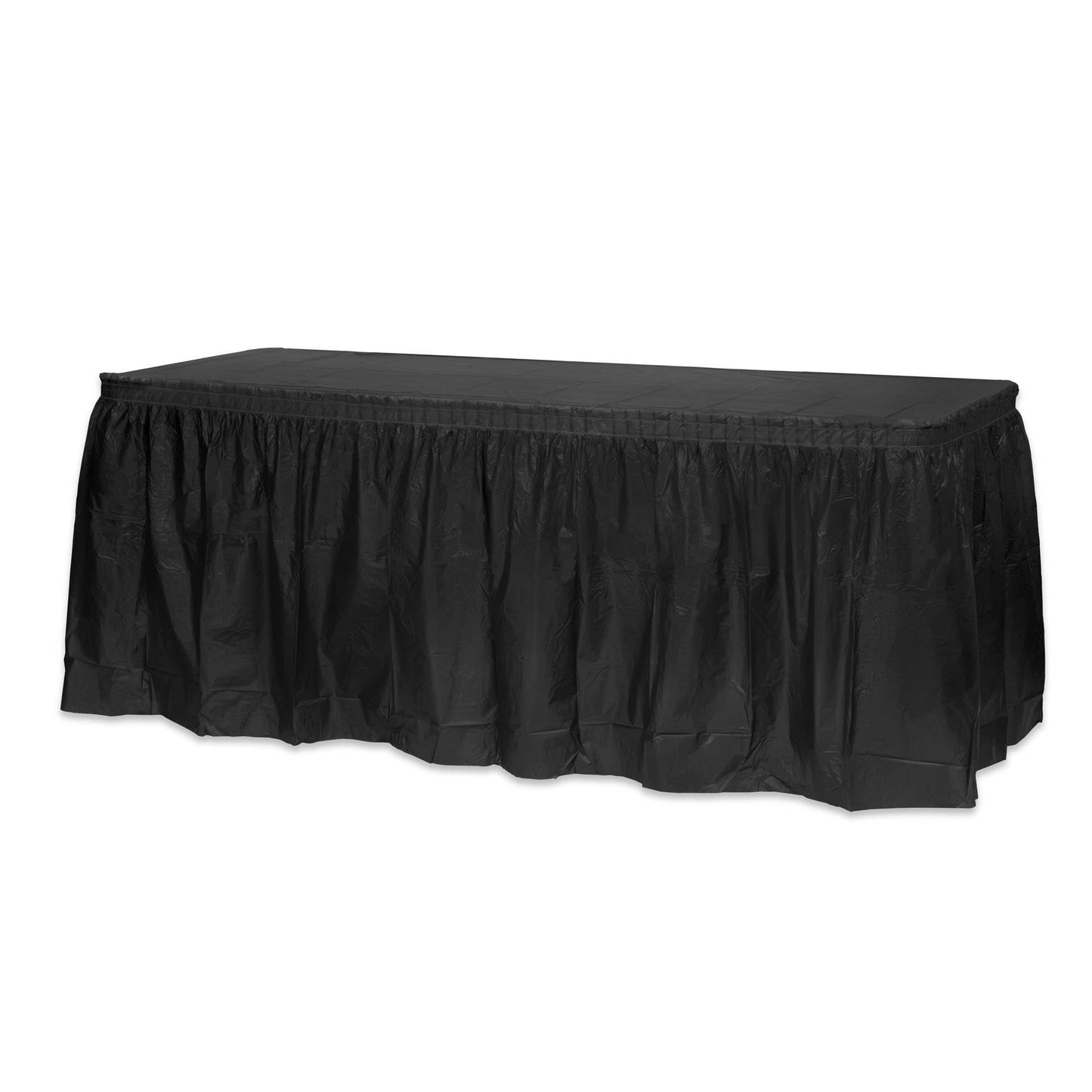 Black Disposable Plastic Table Skirt - 14 Ft