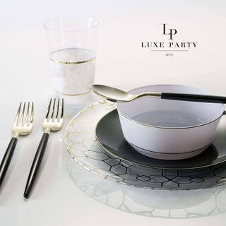 8 Oz. Round White • Gold Plastic Dessert Bowls | 10 Pack