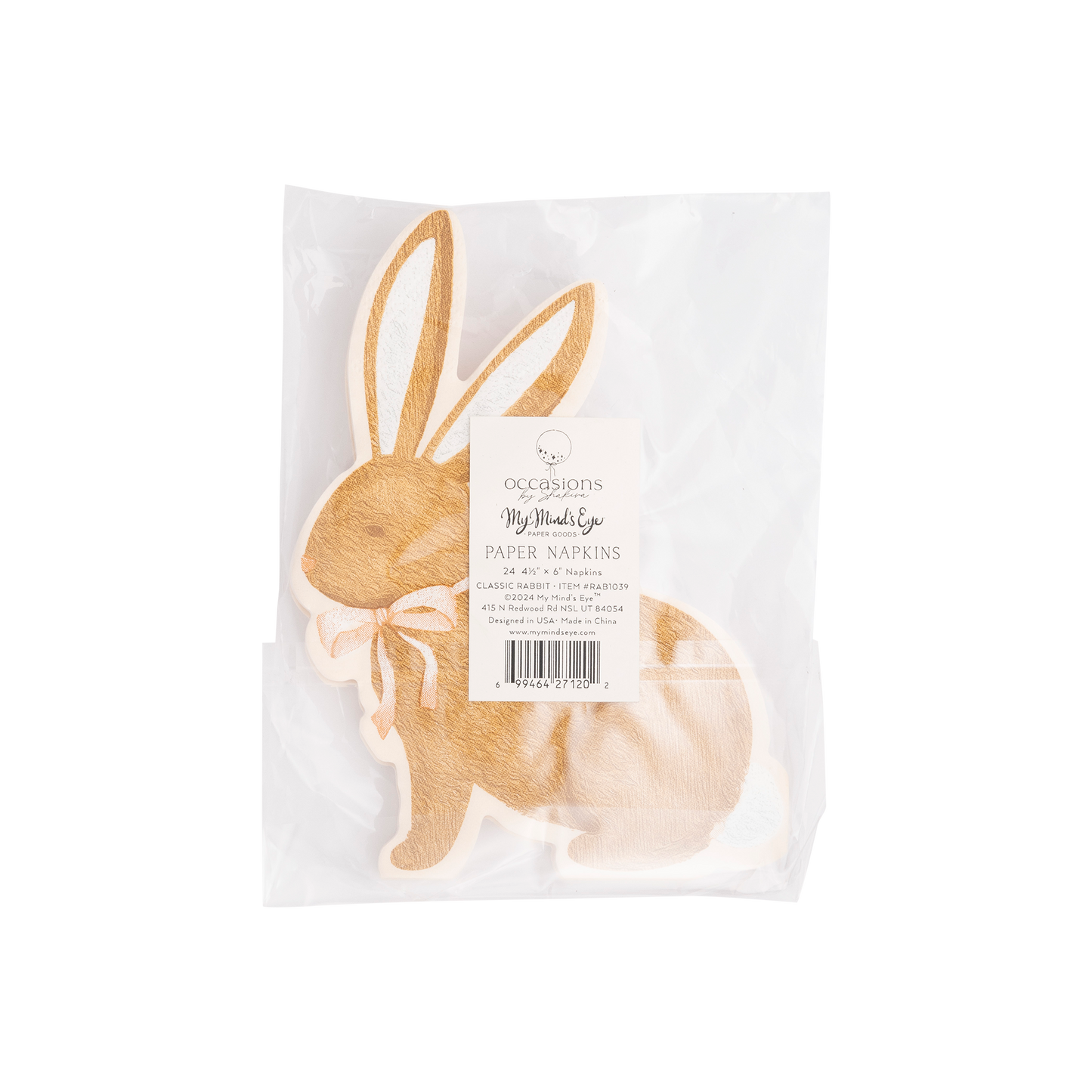 Pink Bow Rabbit Napkin 24ct