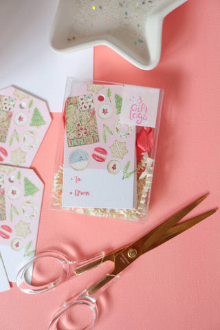 Gift tags for Christmas with cookies 