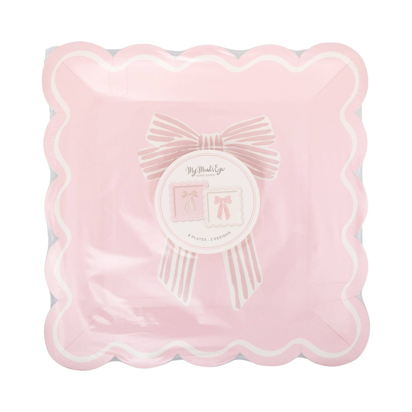 Large Pink Bows Plates 8ct
