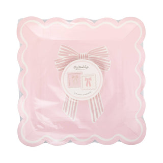 Large Pink Bows Plates 8ct