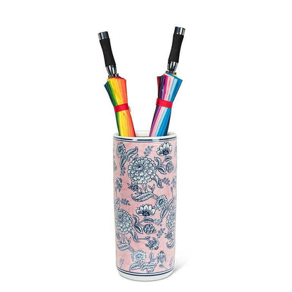 Floral Print Umbrella Stand-Pink & Blue-18"H