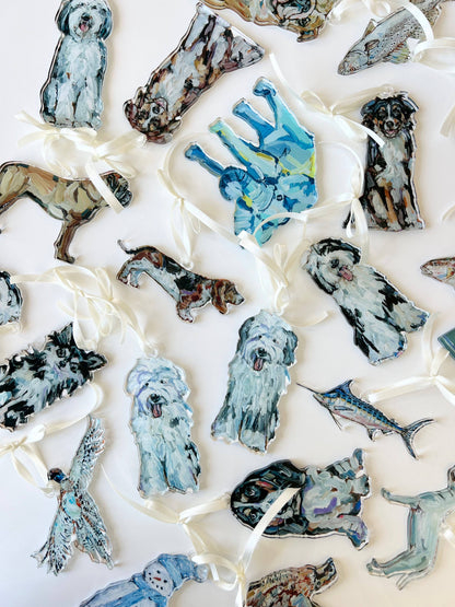 Fawn & White Bulldog Acrylic Ornament