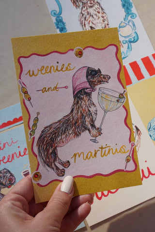 Dachshund Collection: Weenies and Martinis Fine Art Print: 8x10