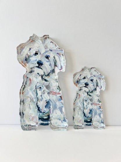 White Maltipoo Acrylic Small Shelfie